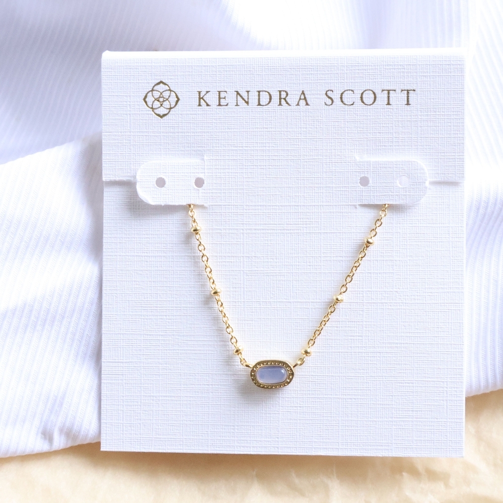 Kendra Scott Mini Elisa Gold Pink Opalite Satellite Pendant Necklace